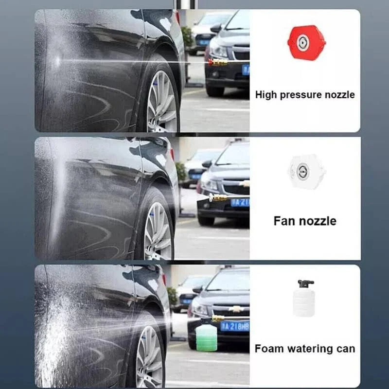 48V Battery Powered Cordless Pressure Washer Gun, Black Plastic, Portable Car Wash Kit with Dual 20000mAh Batteries, Foam Pot, Extension Rod, Multiple Nozzles