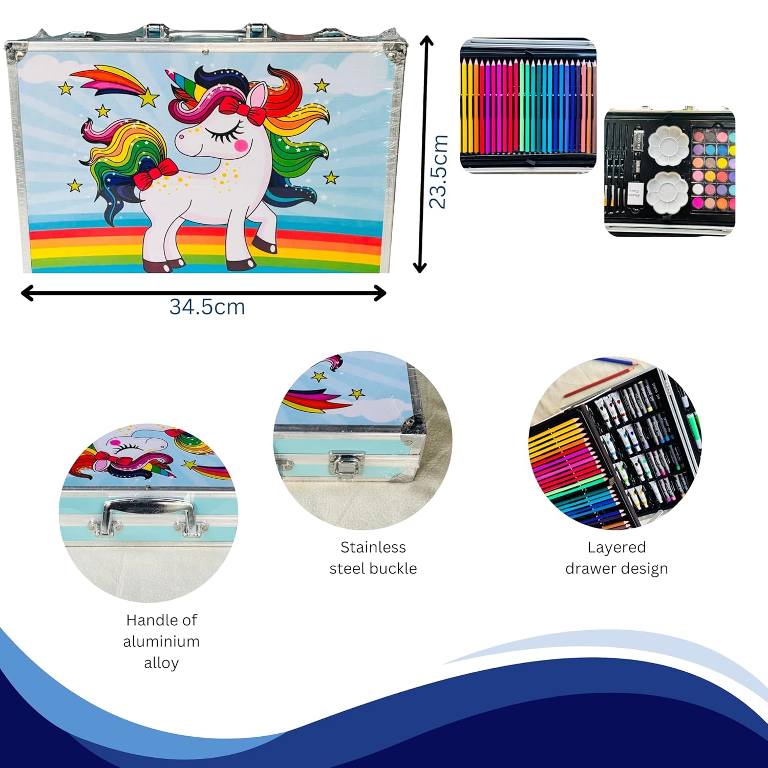 145 Pieces Art Set for Kids with Unicorn Theme Storage Case, Art and Craft Supplies Kit for Drawing and Painting with Oil Pastel, Water Color, Color Pencils, Sketch Pen
