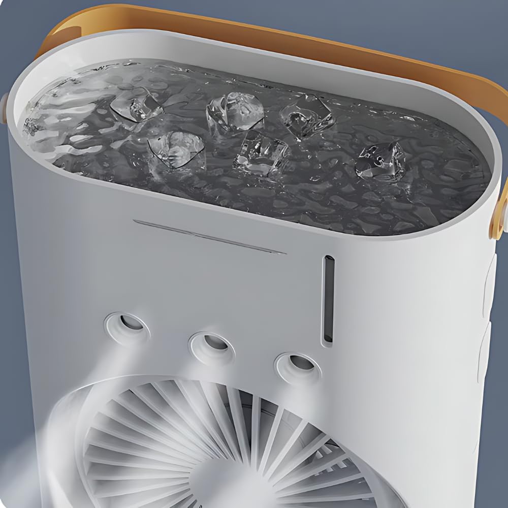 4000mAh Double Ended Spray Fan, Cold Air, 2025 New 3 Gears USB Rechargeable Oscillating one with LED Light Cooler