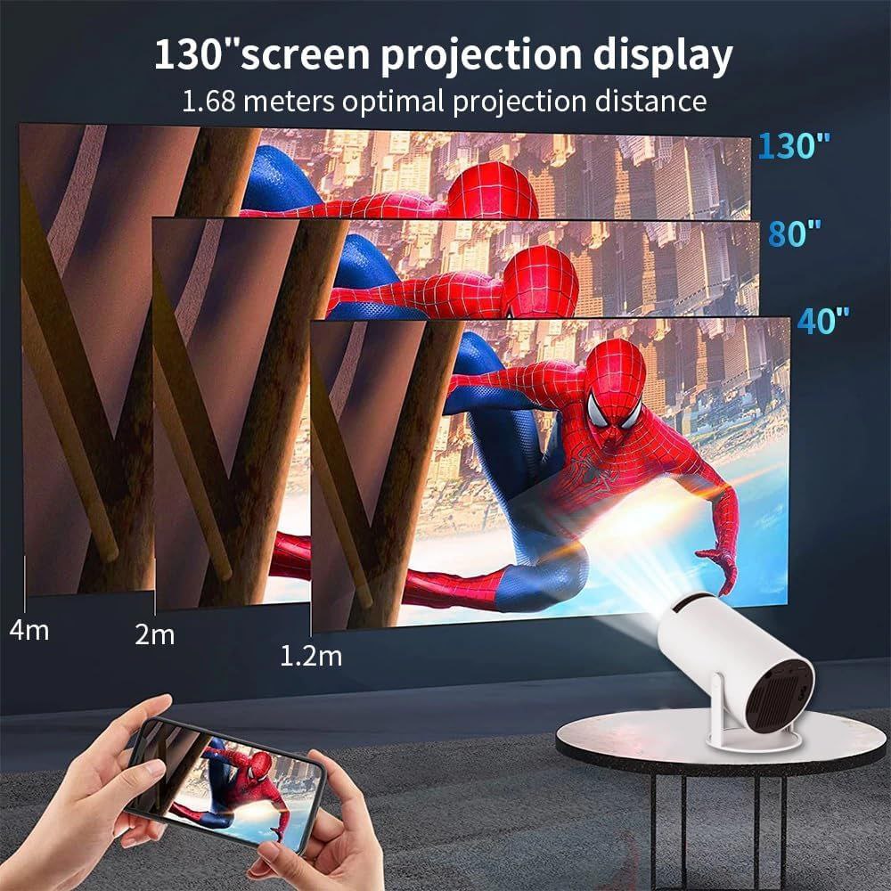 Smart Projector with Android 11 HD Projector 1080P 4K WiFi6 BT Home Theater Video Projector 180° Rotatable Stand