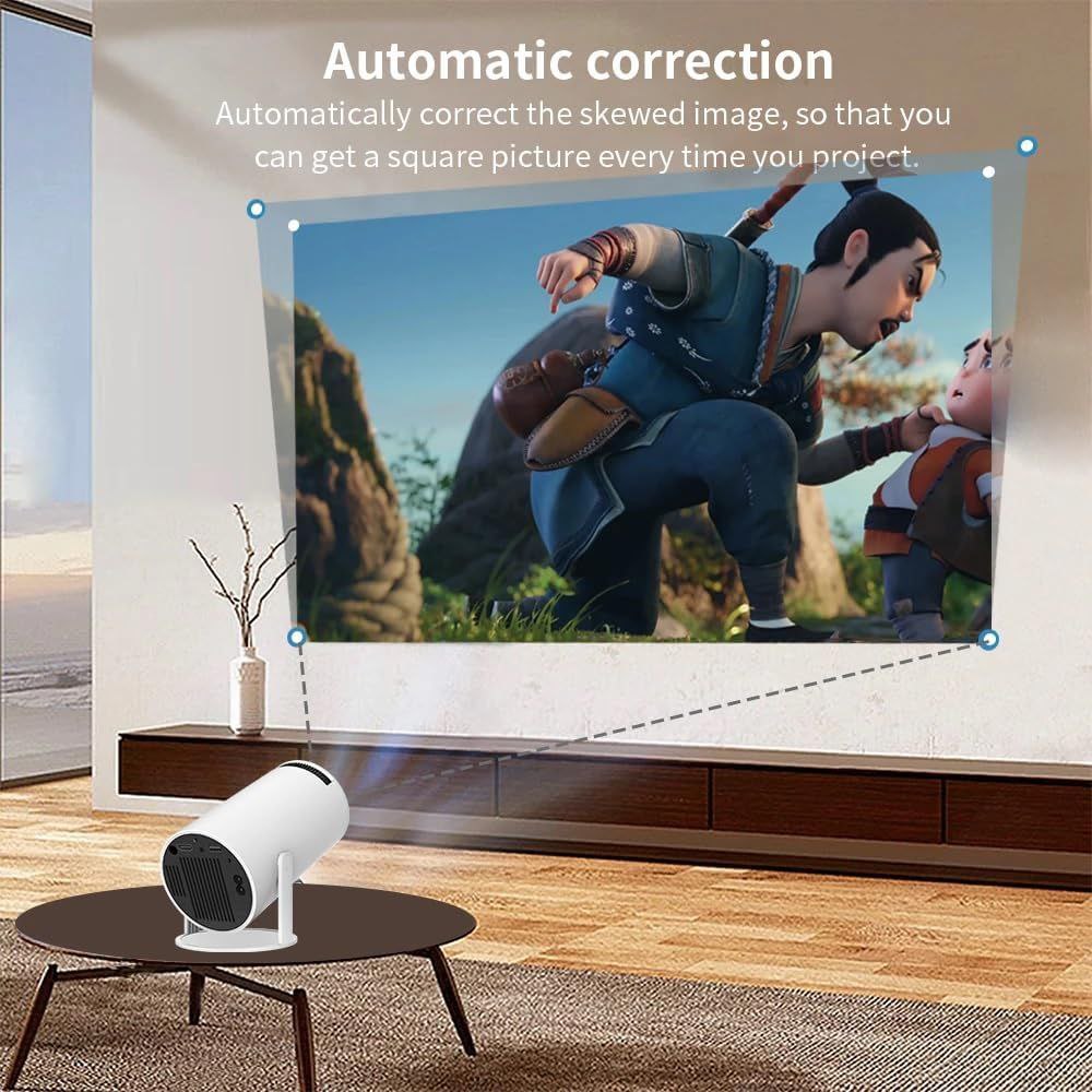 Smart Projector with Android 11 HD Projector 1080P 4K WiFi6 BT Home Theater Video Projector 180° Rotatable Stand