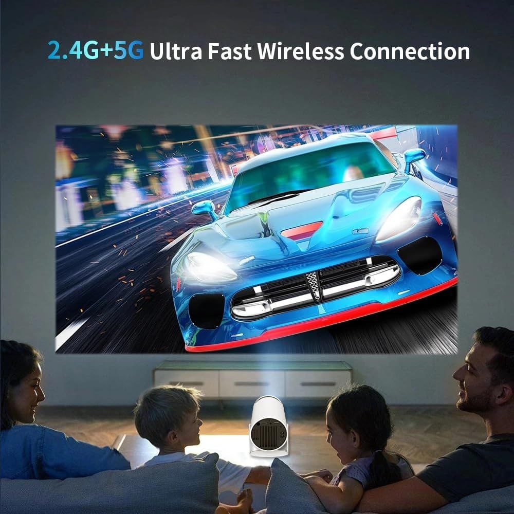 Smart Projector with Android 11 HD Projector 1080P 4K WiFi6 BT Home Theater Video Projector 180° Rotatable Stand