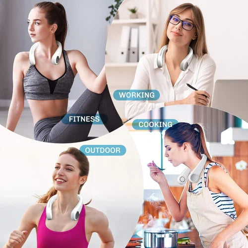 Portable Neck Fan, Bladeless Personal Fan Rechargeable- USB 4000mAh Battery